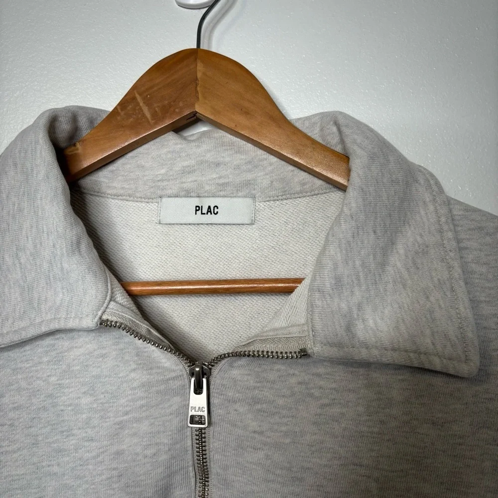 PLAC Half Zip Pullover Sweatshirt Men’s Small Gray Cotton Embroidered Logo